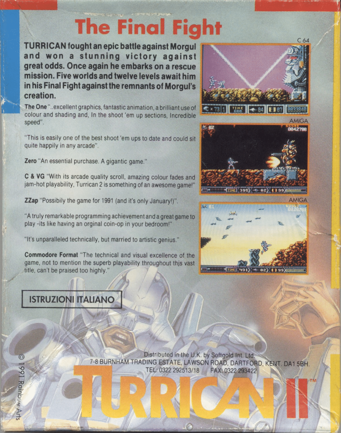 Turrican II The Final Fight box art for Commodore 64